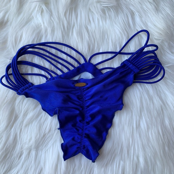 Luli Fama Strappy Ruched Back Bikini Bottom. - Picture 5 of 7